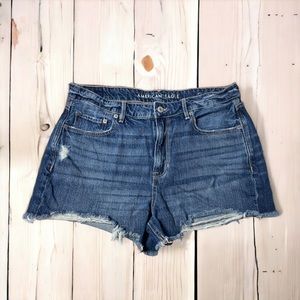 American Eagle Tomgirl Denim High Rise Cutoff Jean Shorts Dark Wash Size 12